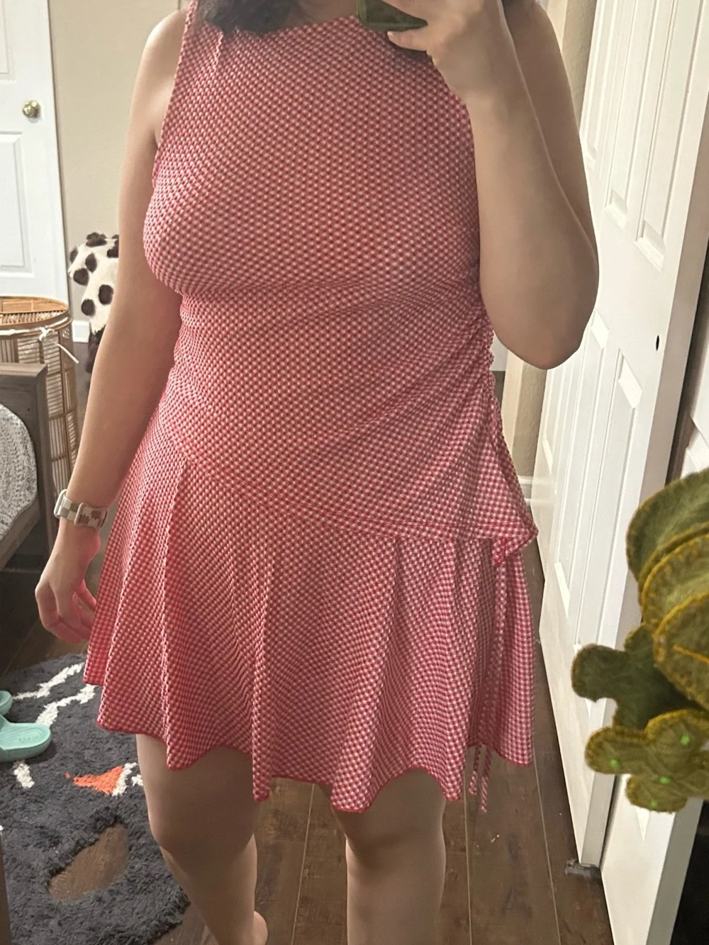 wild fable Red Micro-Check Skirt Set